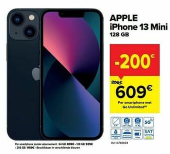 Carrefour Apple iphone 13 mini 128 gb aanbieding