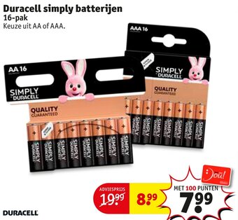 Kruidvat Duracell simply batterijen 16-pak aanbieding