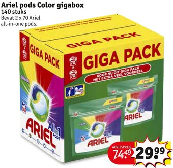 Kruidvat Ariel pods Color gigabox 140 stuks aanbieding