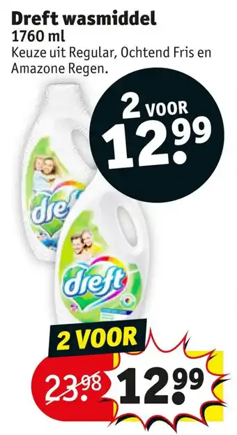 Kruidvat Dreft wasmiddel 1760 ml aanbieding