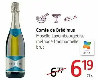 Spar Colruyt Comte de brédimus moselle luxembourgeoise méthode traditionnelle brut aanbieding