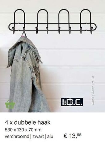 Multi bazar Deco rvs jashaak 4 x dubbele haak aanbieding