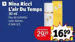 Kruidvat Nina Ricci L’air Du Temps aanbieding