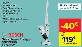Carrefour Bosch steelstofzuiger readyy’y bbhf2parq aanbieding