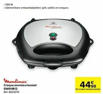 Carrefour Moulinex croque-monsieurtoestel sw611812 aanbieding