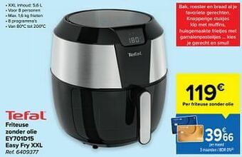 Carrefour Tefal friteuse zonder olie ey701d15 easy fry xxl aanbieding
