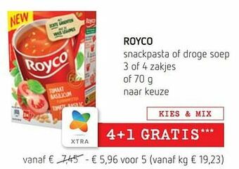 Spar Colruyt Royco snackpasta of droge soep aanbieding