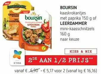 Spar Colruyt Boursin kaaskrokantjes met paprika of leerdammer mini-kaasschnitzels aanbieding