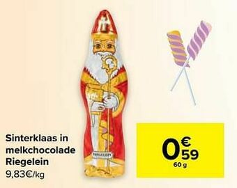 Carrefour Sinterklaas in melkchocolade riegelein aanbieding