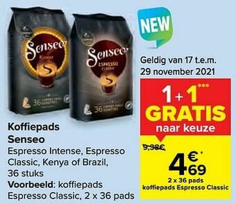 Carrefour Koffiepads espresso classic aanbieding