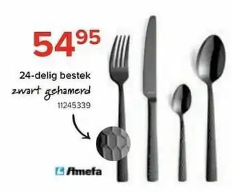 Euroshop 24-delig bestek zwart gehamerd aanbieding
