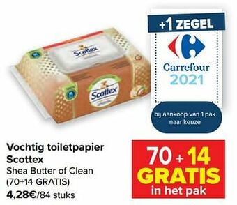 Carrefour Vochtig toiletpapier scottex aanbieding