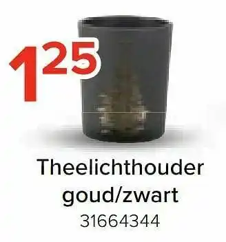 Theelichthouder goud-zwart