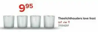 Euroshop Theelichthouders love frost set van 4 aanbieding