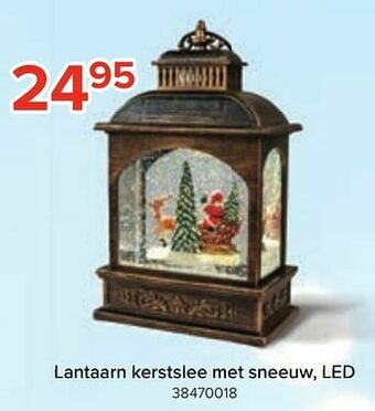Euroshop Lantaarn kerstslee met sneeuw, led aanbieding