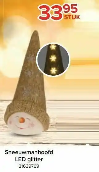 Euroshop Sneeuwmanhoofd led glitter aanbieding