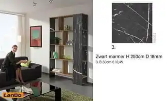 Multi bazar Zwart marmer h 250cm d 18mm b 30cm aanbieding