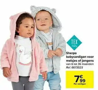 Carrefour Sherpa babycardigan voor meisjes of jongens aanbieding