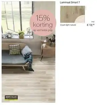 Multi bazar Laminaat smart 7 crush light naturel aanbieding