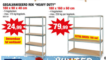 Hubo Gegalvaniseerd Rek "Heavy Duty" 180x90x40cm aanbieding