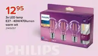 Euroshop 3x led lamp e27 - 40w-470lumen aanbieding
