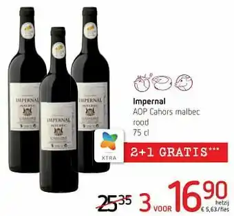 Spar Colruyt Impernal aop cahors malbec rood aanbieding