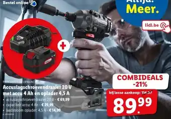 Lidl Accuslagschroevendraaier 20 V met accu 4 Ah en oplader 4,5 A aanbieding