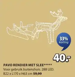 Jysk Pavo rendier met slee aanbieding