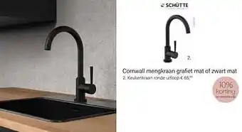 Cornwall mengkraan grafiet mat of zwart mat keukenkraan ronde uitloop
