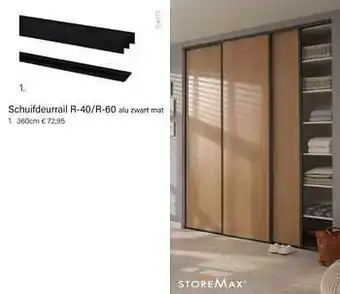 Multi bazar Schuifdeurrail r-40-r-60 alu zwart mat 360cm aanbieding