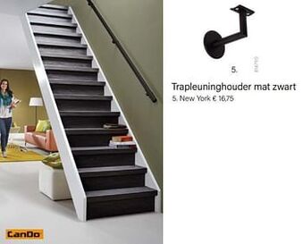 Trapleuninghouder mat zwart new york