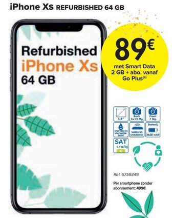 Carrefour iPhone Xs Refurbished 64 GB aanbieding