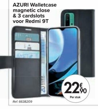 Carrefour AZURI Walletcase magnetic close & 3 cardslots voor Redmi 9T aanbieding