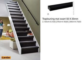 Multi bazar Trapleuning mat zwart 50 x 25mm aanbieding