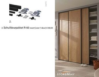 Schuifdeurpakket r-60 zwart (voor 1 deur)