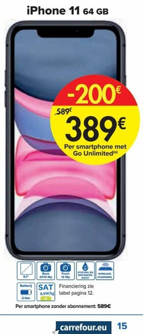 Carrefour iPhone 11 64 GB aanbieding