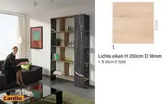 Lichte eiken h 250cm d 18mm b 40cm