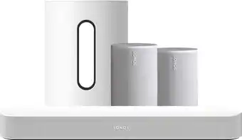 Coolblue Sonos Beam Gen2 Wit + 2x Era 100 Wit + Sub Mini Wit aanbieding