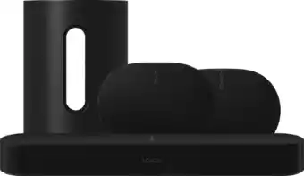 Coolblue Sonos Beam Gen2 Zwart + 2x Era 300 Zwart + Sub Mini Zwart aanbieding