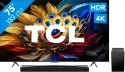 Coolblue TCL QLED 75C61B (2024) + soundbar aanbieding