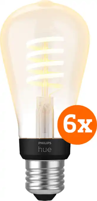 Coolblue Philips Hue Filament White Ambiance Edison 6-pack aanbieding