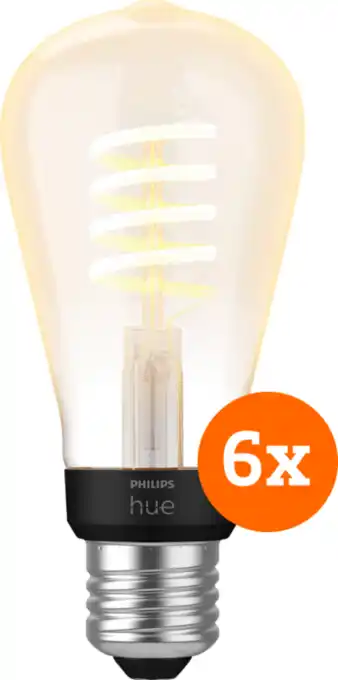 Coolblue Philips Hue Filament White Ambiance Edison 6-pack aanbieding