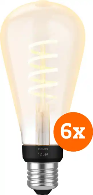 Coolblue Philips Hue Filament White Ambiance Edison XL 6-pack aanbieding