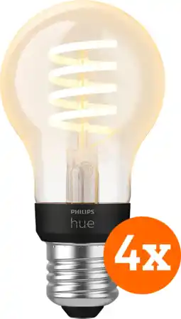 Coolblue Philips Hue Filamentlamp White Ambiance Standaard E27 4-pack aanbieding