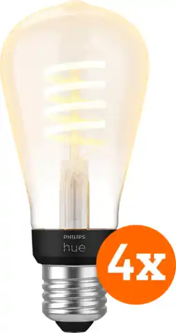 Coolblue Philips Hue Filamentlamp White Ambiance Edison E27 4-pack aanbieding