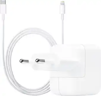 Coolblue Apple Usb C Oplader 30W + Apple Lightning Kabel 1m Kunststof Wit aanbieding