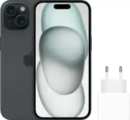 Coolblue Apple iPhone 15 128GB Zwart + Apple Snellader aanbieding