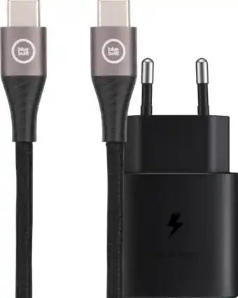 Coolblue Samsung Super Fast Charging Oplader 25W + BlueBuilt Usb C naar Usb C Kabel 1,5m Nylon aanbieding