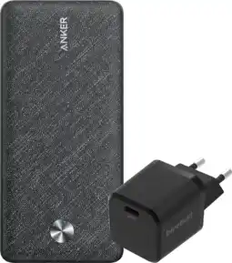 Coolblue Anker Powerbank 20.000 mAh Quick Charge en Power Delivery Zwart + Oplader 30W Zwart aanbieding