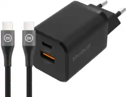 Coolblue BlueBuilt Snellader met 2 Usb Poorten 38W Zwart + Usb C Kabel 1,5m aanbieding